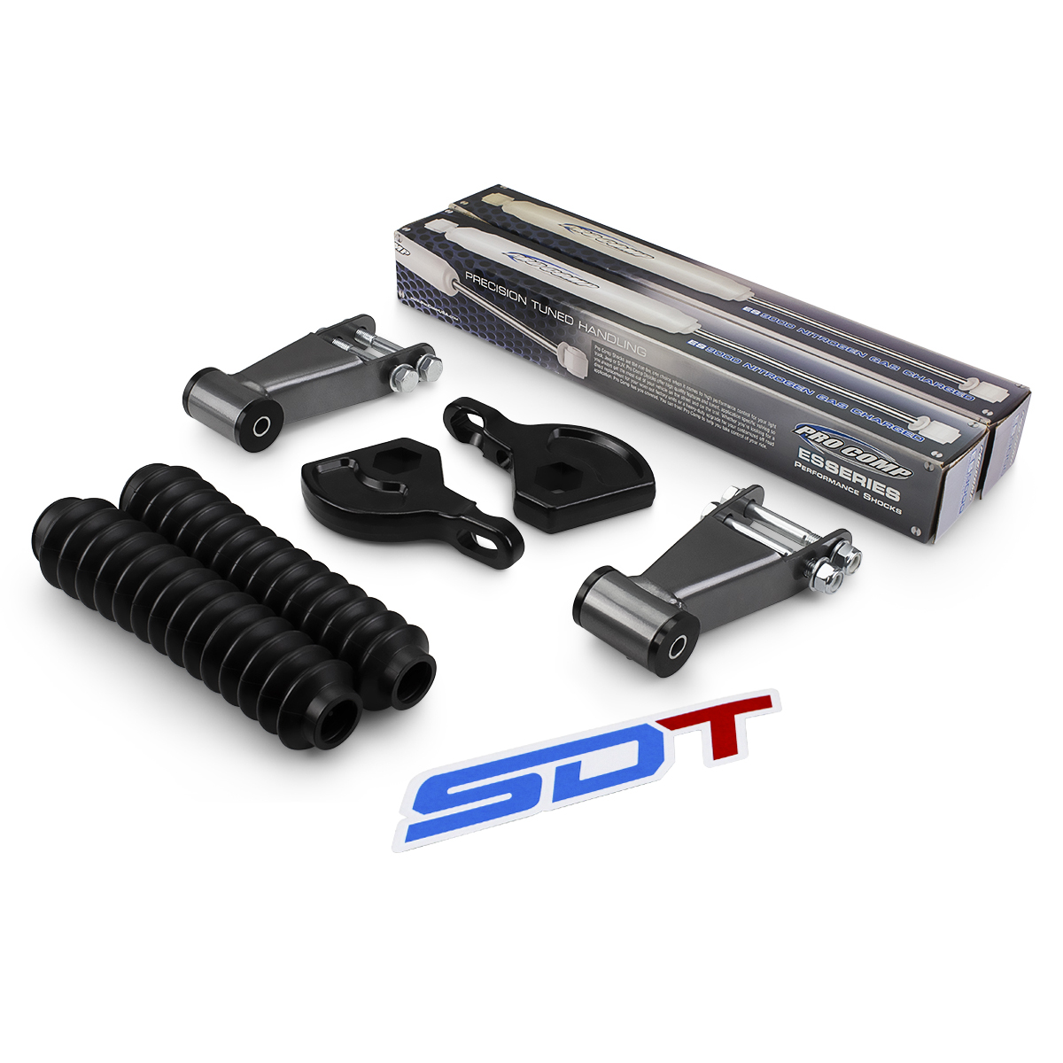 Full suspension leveling lift kit front adjustable torsion keys rear adjustable shackles with pro comp shock