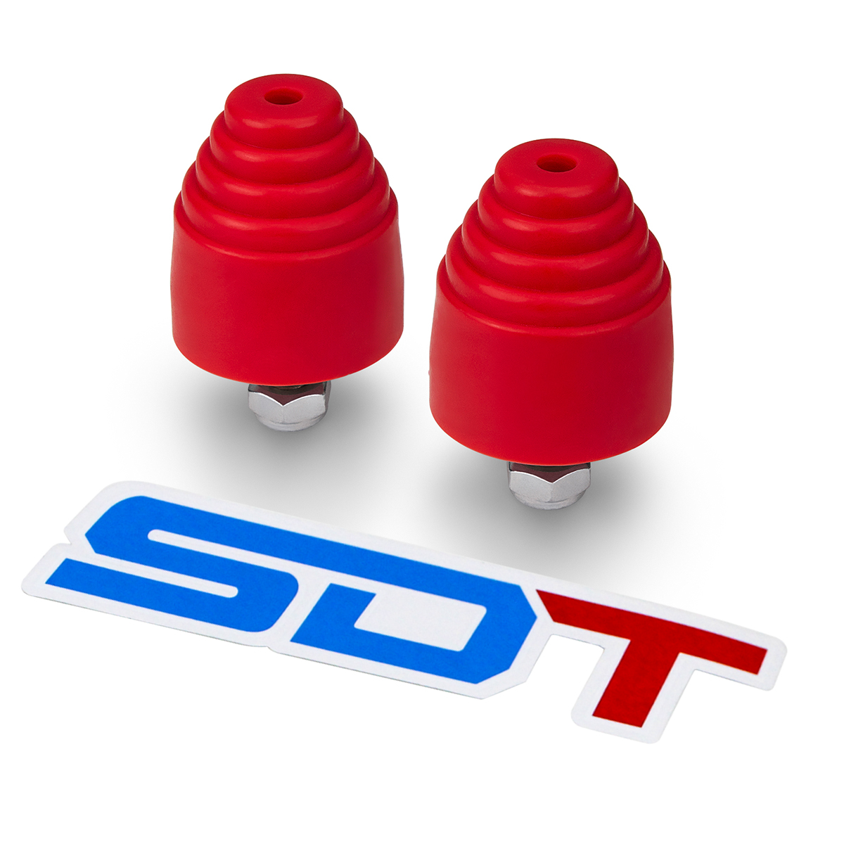 FITS UPPER OR LOWER CONTROL ARM SET UPS, LEAF SPRING SUSPENSION 2x Red Poly Bump Stops Multi Purpose Applications